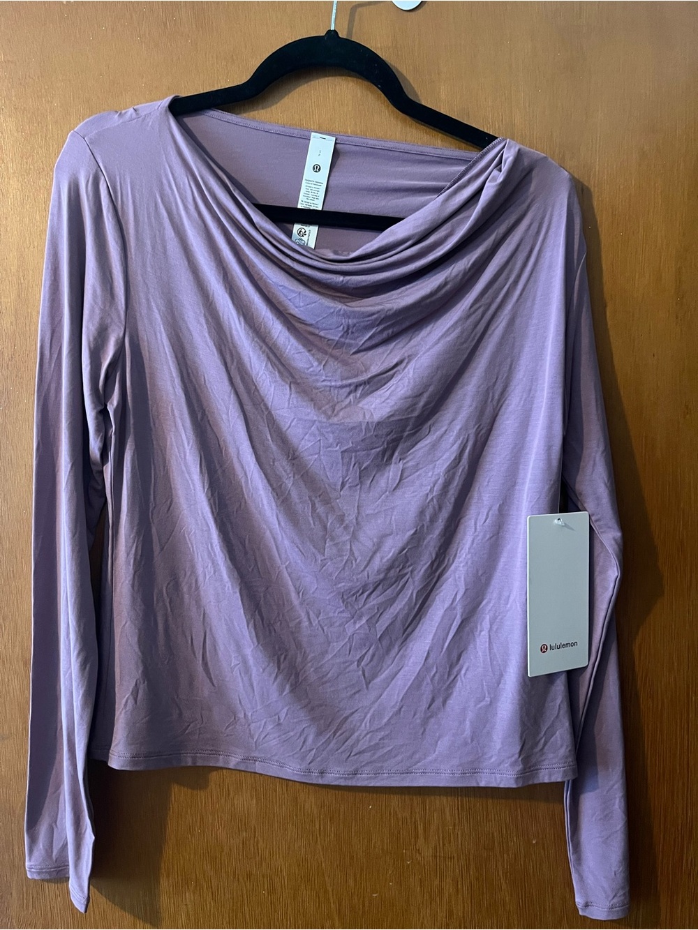 lululemon athletica Lavender Draped-Neck Long Sleeve Top